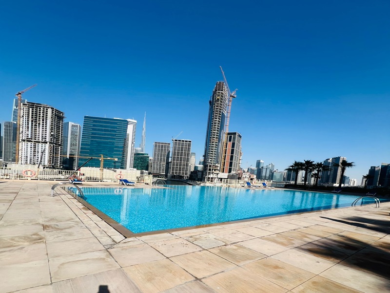 Chres | 1 Br | Semi Furnished | Partial Lake & Burj Khalifa View