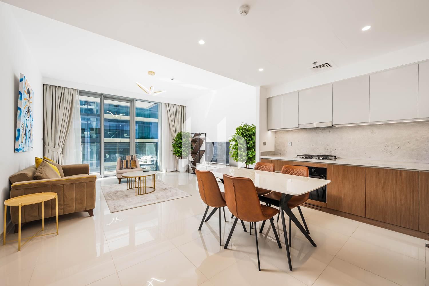 Furnished 1BR | Palm & Sea Views | Private Beach