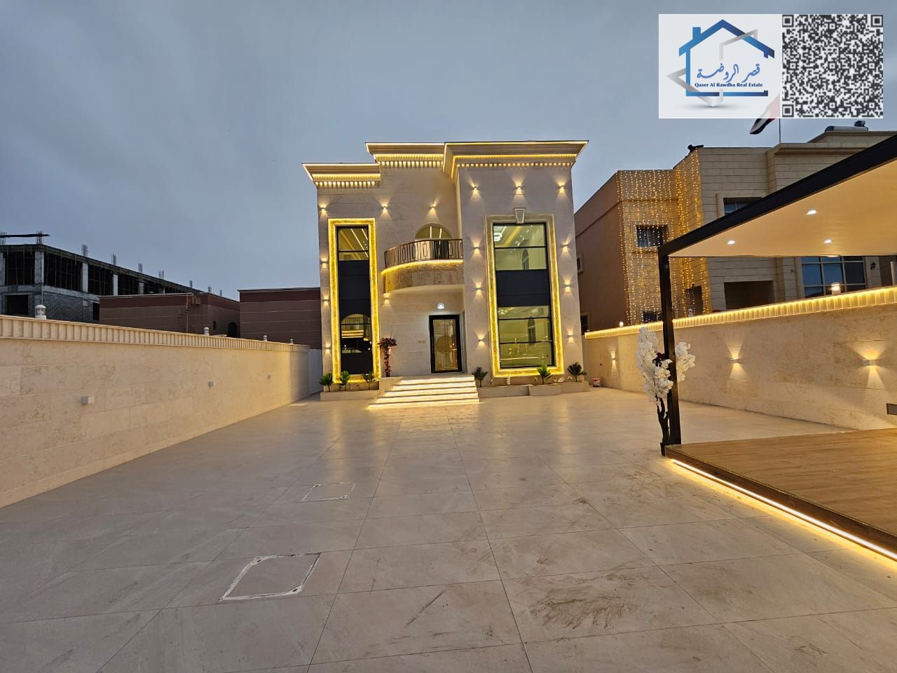 Own your dream villa directly opposite the mosque and school, featuring luxurious and elegant finishes, including water, electricity, and air conditio