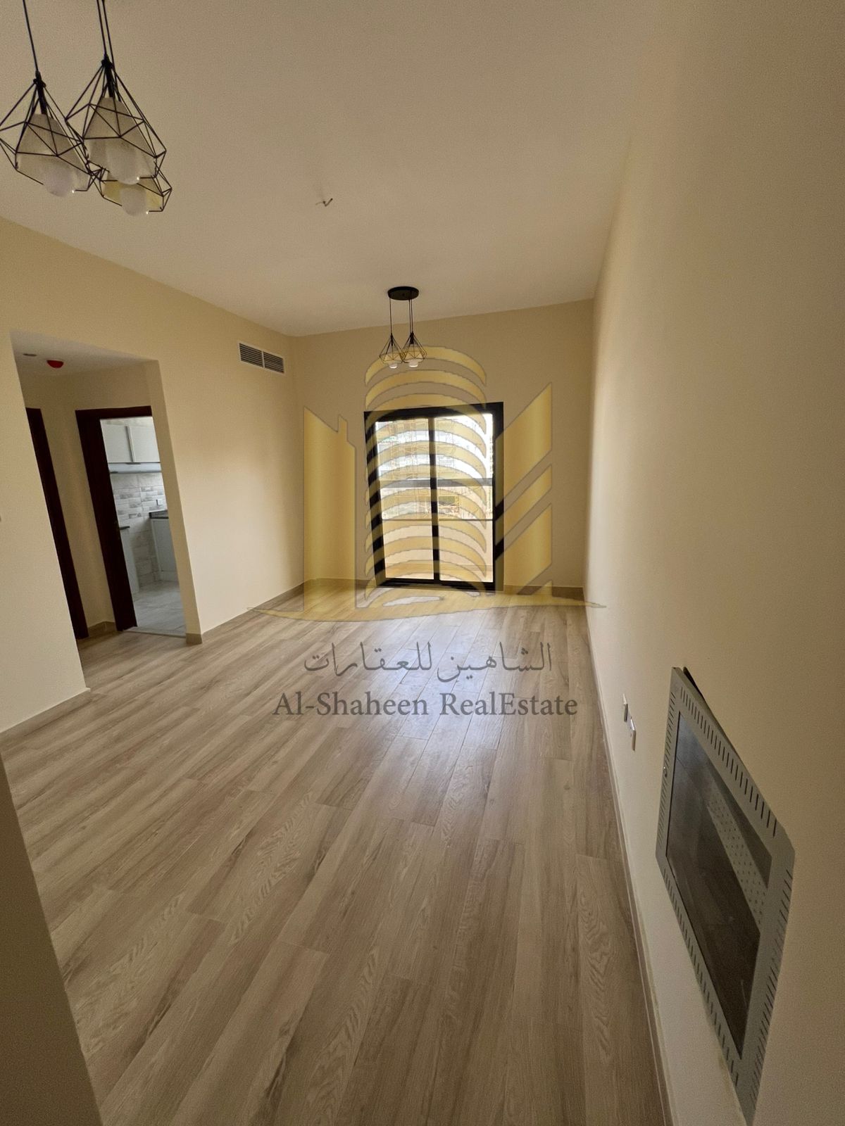 For annual rent in Ajman, Al Jurf 3 - One bedroom, living room, balcony, and one bathroom. Price: AED 30,000. Payments: 4 installments.