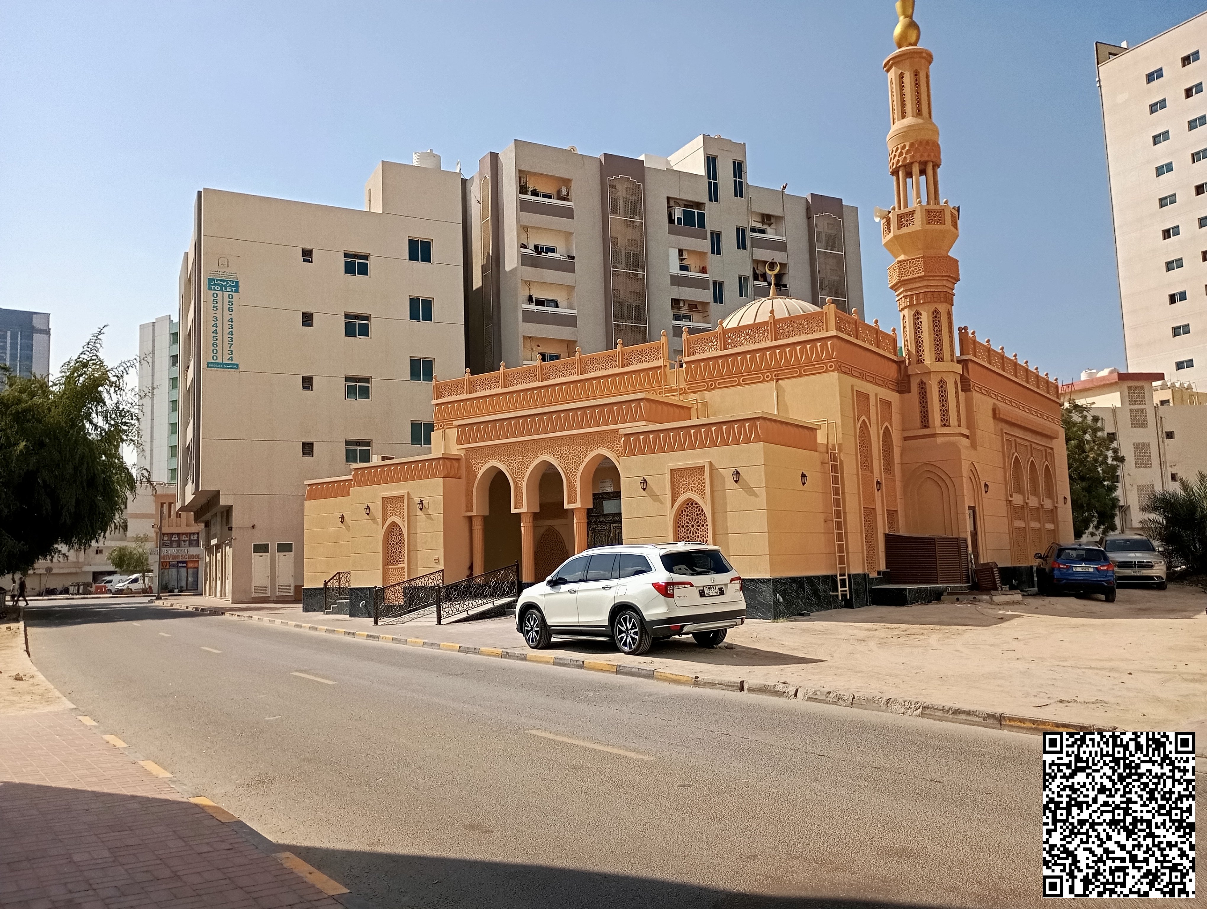 Corner commercial land opposite the mosque and close to Ajman Corniche Walk.