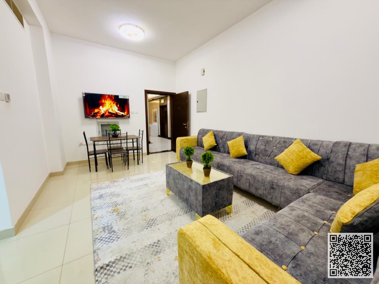 Luxurious and elegant one-bedroom apartment, fully furnished with brand new, high-end furniture, including all bills and internet.