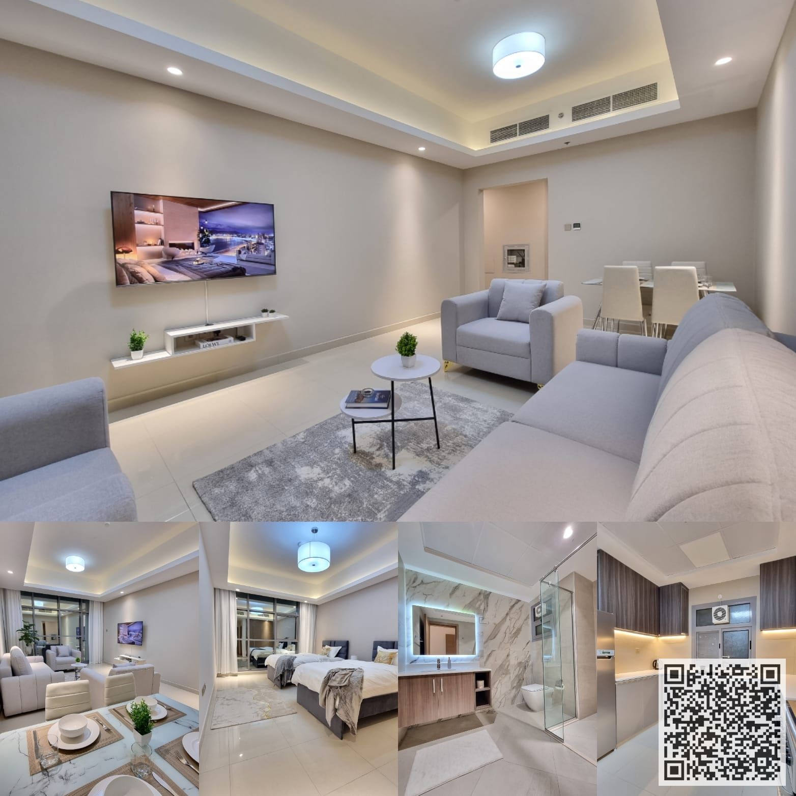 Second tenant in a brand new, luxurious, and elegant one-bedroom apartment with a living room, fully furnished with very high-end new furniture, inclu