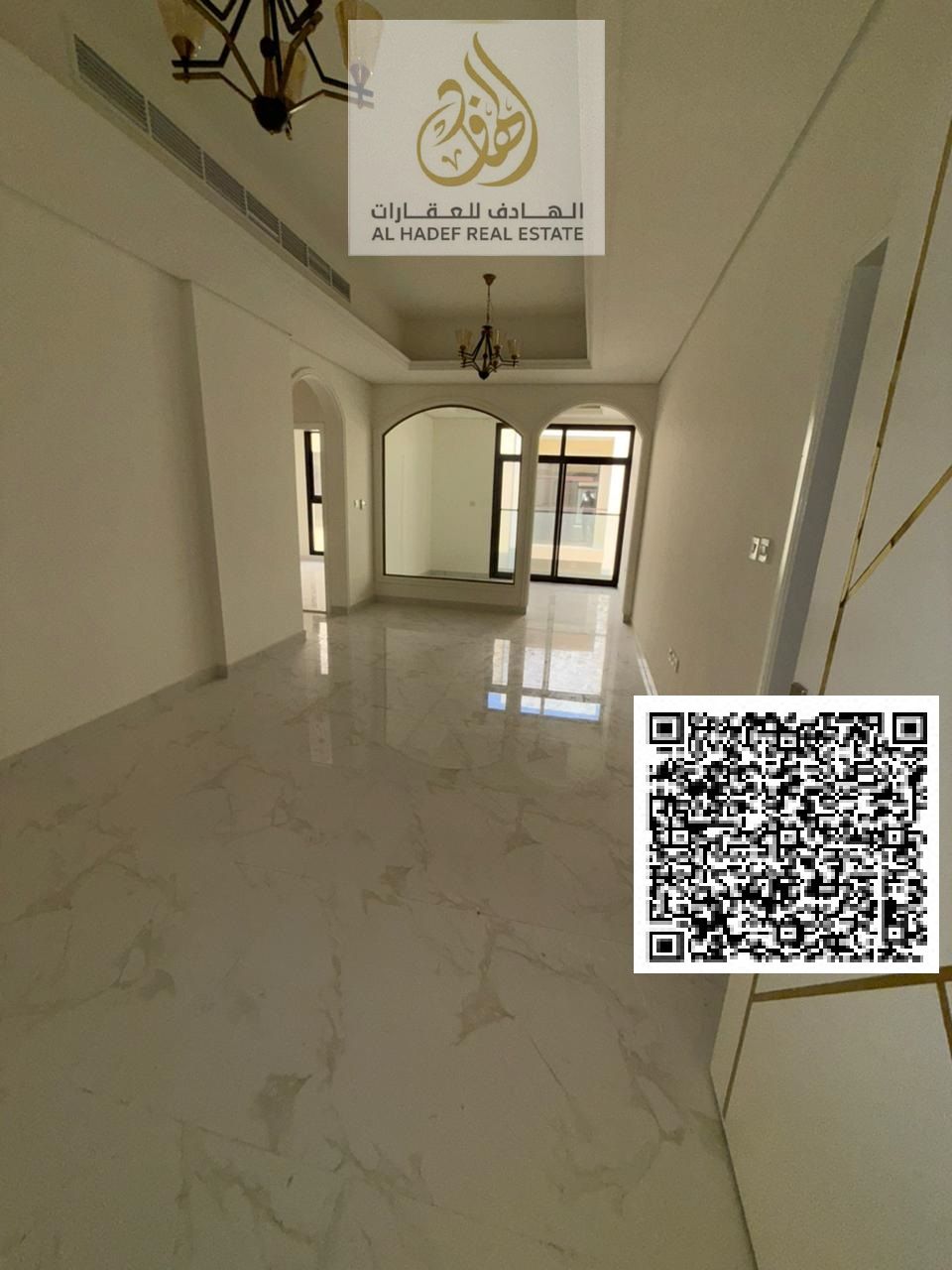 For rent in Ajman, Al Muwaihat 3: One-bedroom apartment, first occupancy, 2 bathrooms, balcony, built-in wardrobes, behind the Saudi German Hospital,
