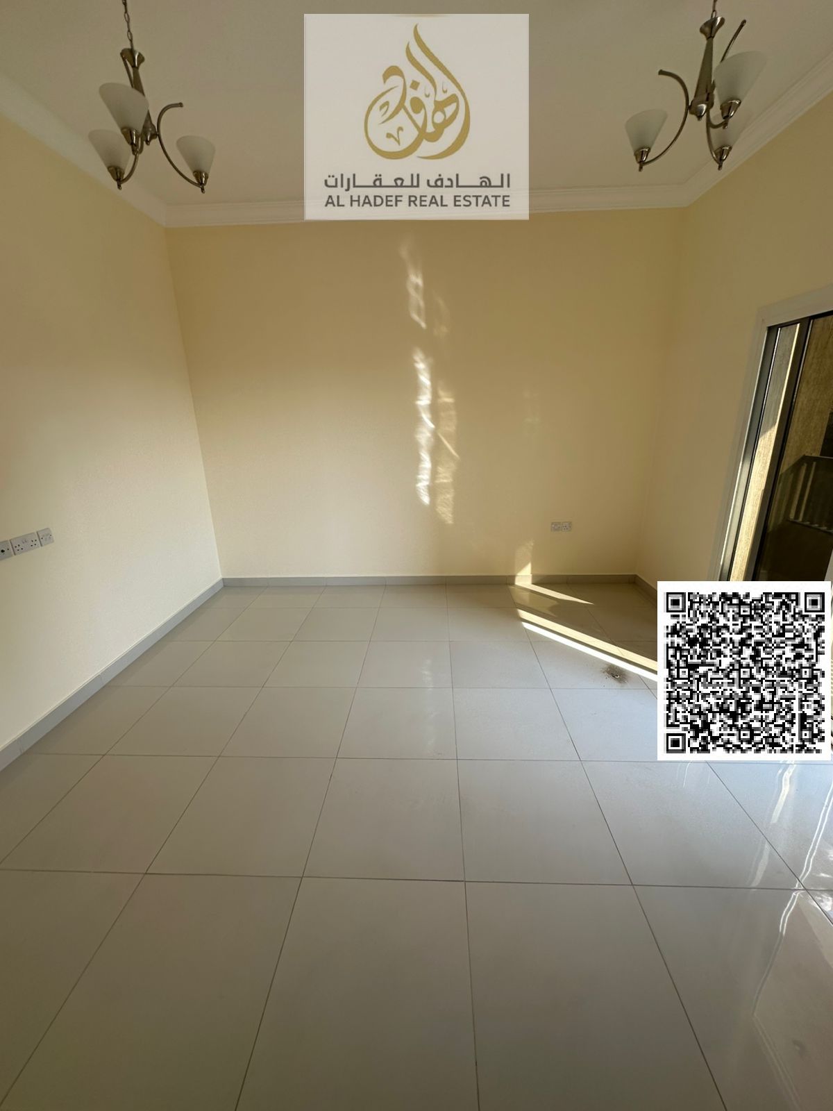 One-bedroom apartment, first occupancy, in Rawda 1. Two bathrooms, balcony, and separate living room. Close to Al Hamidiya Police Station and Kenz Hyp