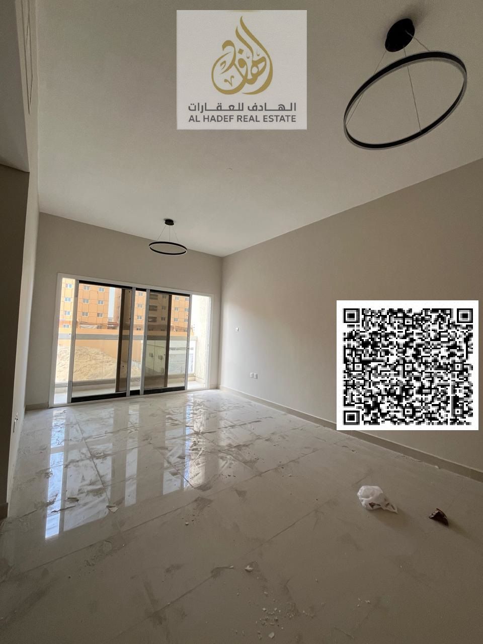 One-bedroom apartment, first occupancy, in Al Jurf 3, directly on Mohammed Bin Zayed exit. Two bathrooms, master bedroom, and balcony. Price: AED 35,0