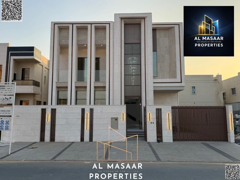 Freehold for all nationalities with no down payment and 100% bank financing available. Villa for sale in Ajman Hills, Al Helio 2, Ajman. # Modern vill