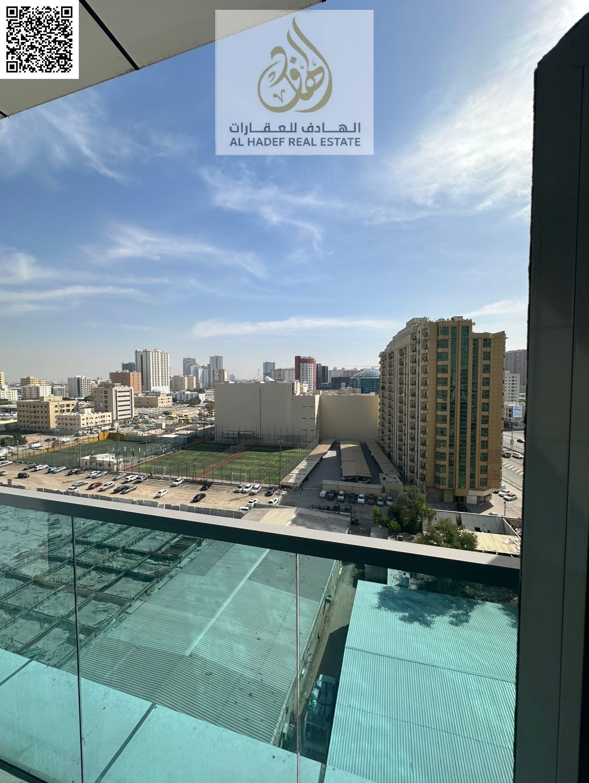 Luxury 1BHK with Open View Balcony + Private Parking + 2 Bathrooms + Central AC & Gas | Very Spacious Layout | Rashidiya 1 Galfa Towers | Close to