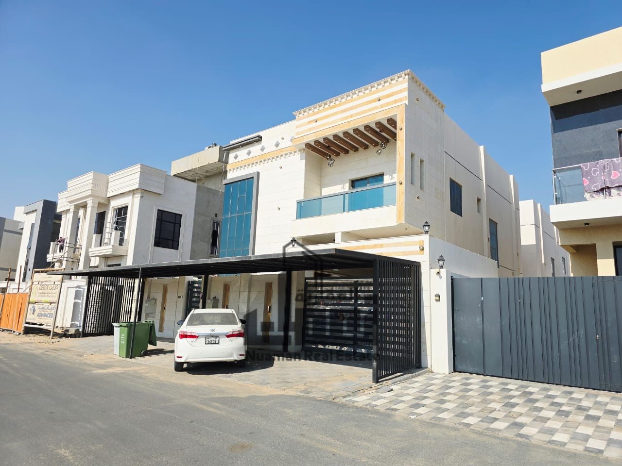 Luxury Villa for Rent in Al Yasmin – Ajman, 5 Master Bedrooms, Maid Room, 7 AC Units, Solar Power Station, Fully Furnished, Premium Finishing