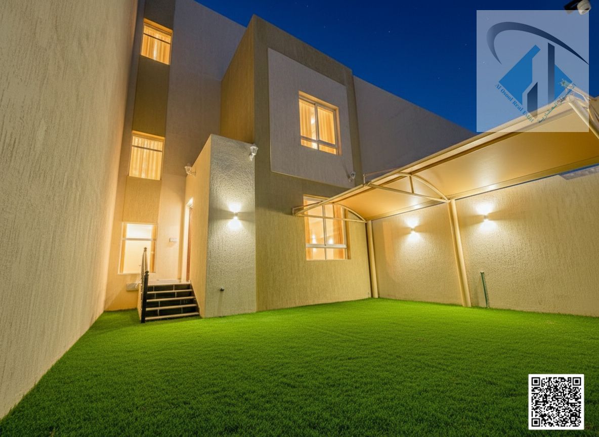 Villa for sale opposite the mosque, including water, electricity, and air conditioning. Freehold ownership for all nationalities.