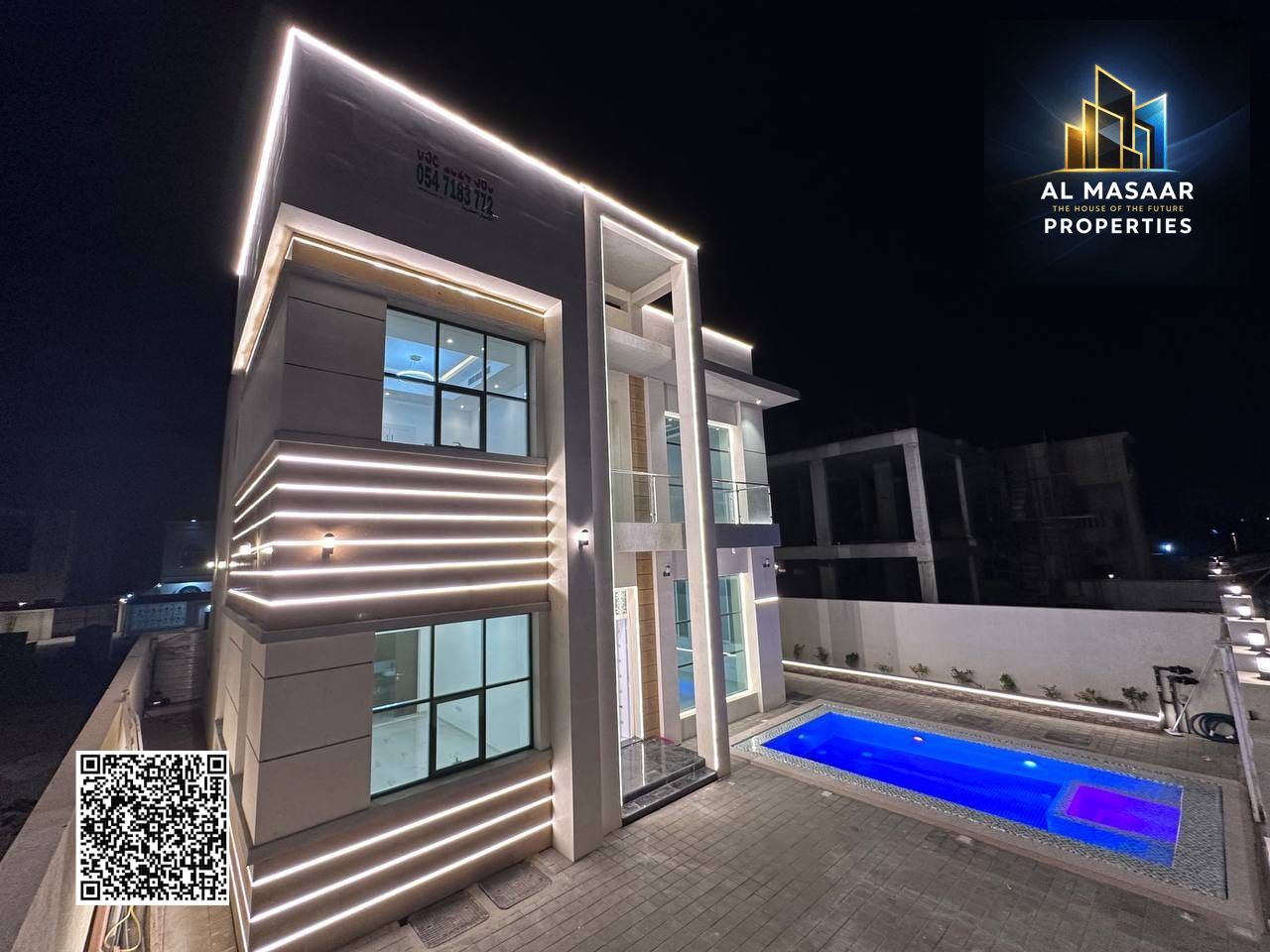 Villa for sale in Al Yasmin area, with electricity, water, and air conditioning. 4600 sq ft. A bargain price.