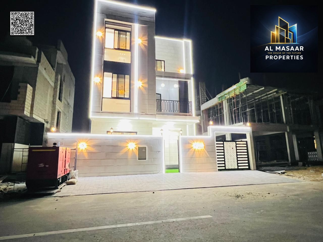 Modern villa for sale in Al Zahia, including electricity, water, and air conditioning. Freehold ownership with the possibility of bank financing.