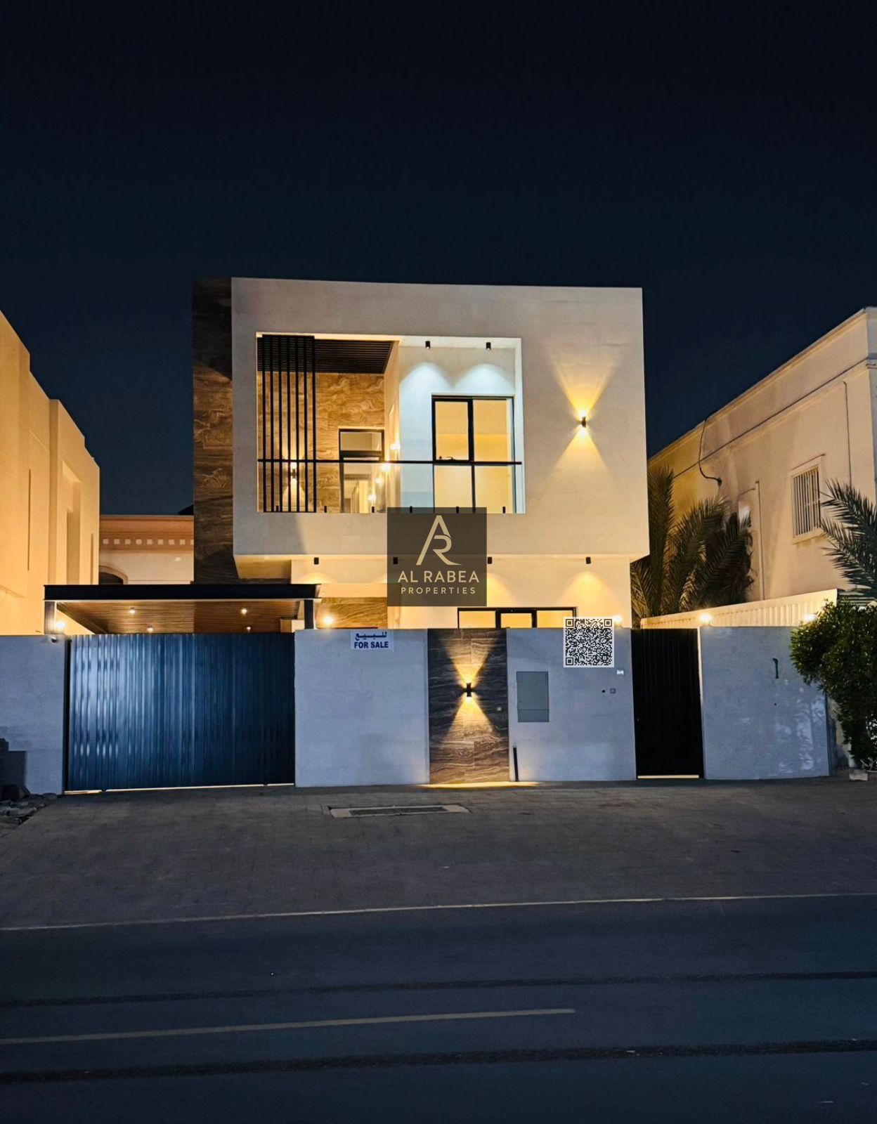 Brand new villa for sale in Al Mowaihat 2, directly next to the mosque, featuring five master bedrooms, luxurious finishes, long-term warranties, a so