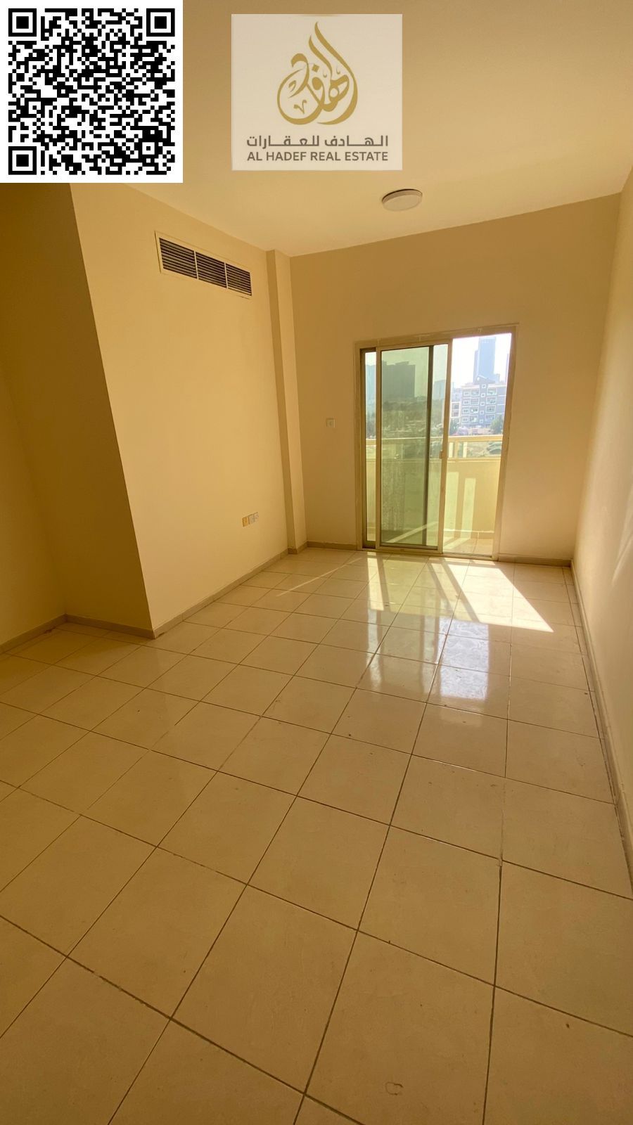 Two bedrooms, a living room, two bathrooms, and a balcony, near Falcon Towers.