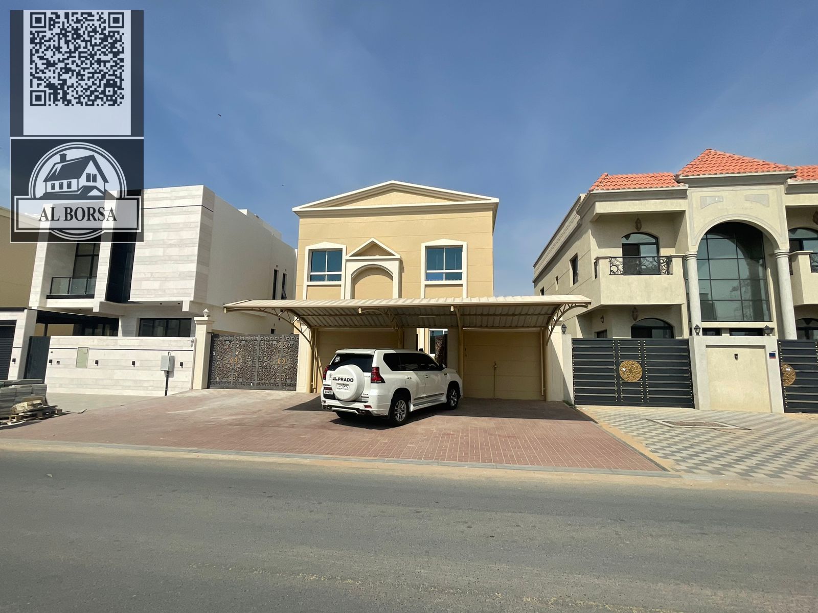 Two-story villa for rent in Al Yasmin | 5 master bedrooms + living room + lounge + kitchen + maid's room | 110,000