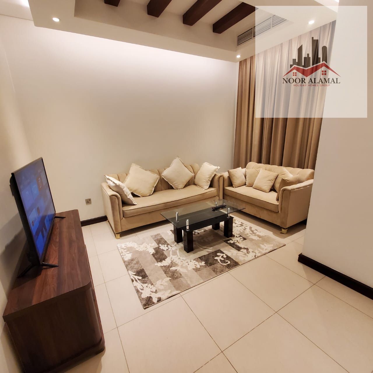 Sharjah, Al-Riffa, Al-Heera Beach, a new compound, a room, a hall, a kitchen, a bathroom, and a balcony, super deluxe finishing. The price is 5000
