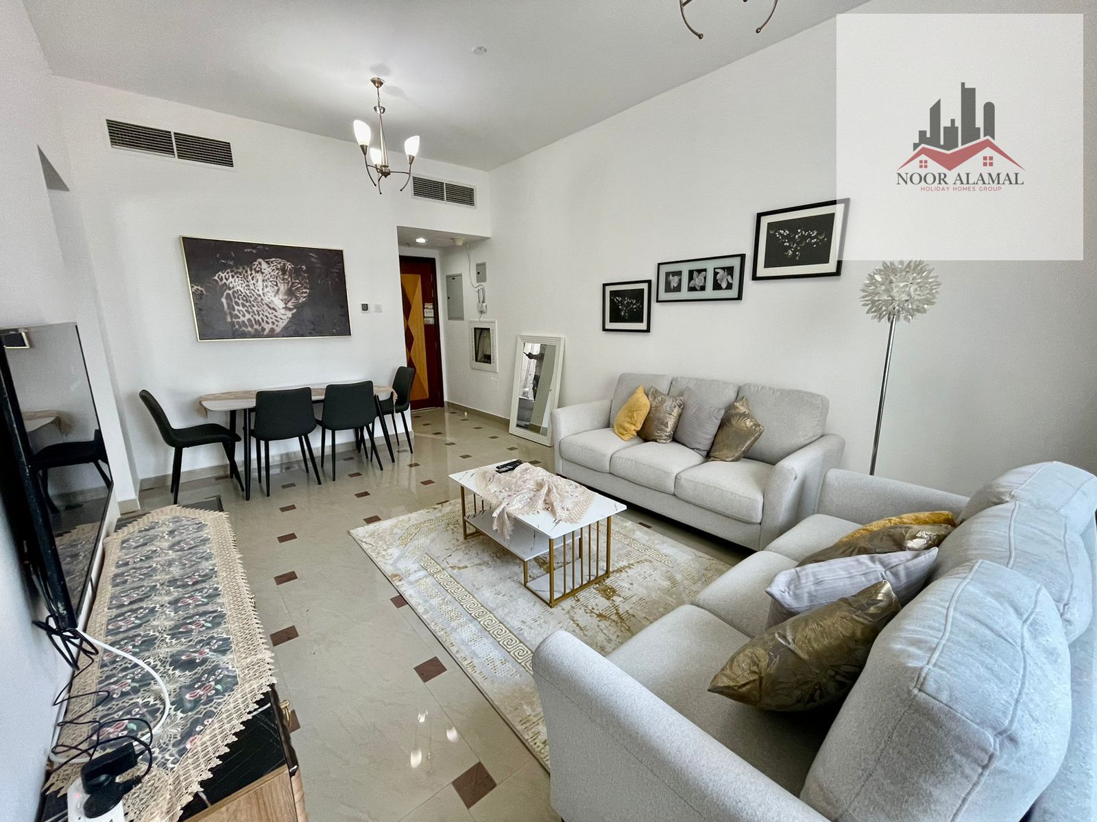 Sharjah, Al Taawun Street, near Oriana Hotel, fully furnished super deluxe apartment, second occupancy. Lake view, living room, kitchen,