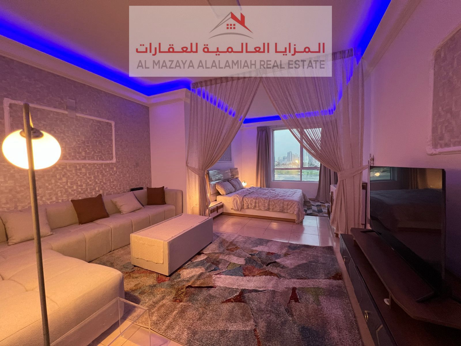 For monthly rent - fully furnished studio with hotel furniture - Sharjah - Al Khan - Beach Tower 1