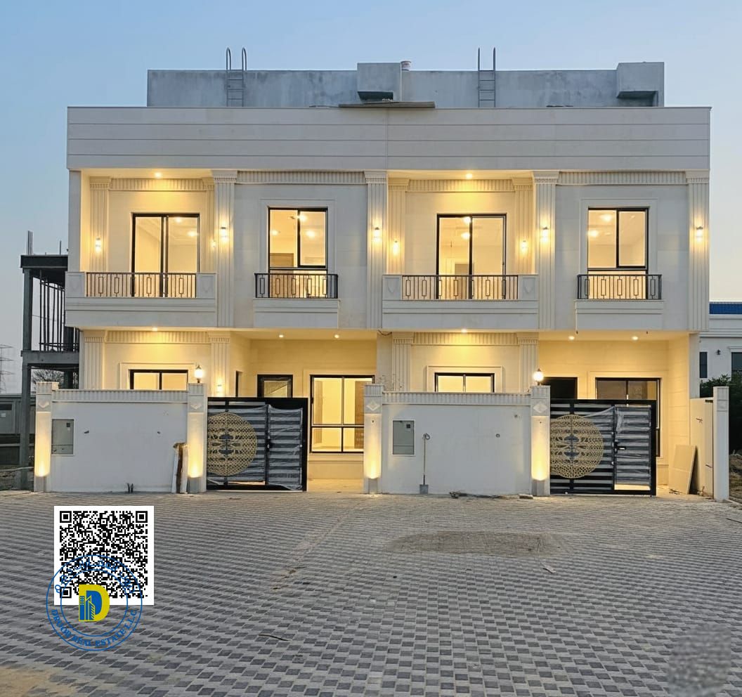 In the prestigious Al Helio 2 area of Ajman, a luxurious 5-bedroom villa with a rooftop terrace, including registration fees, at an attractive price