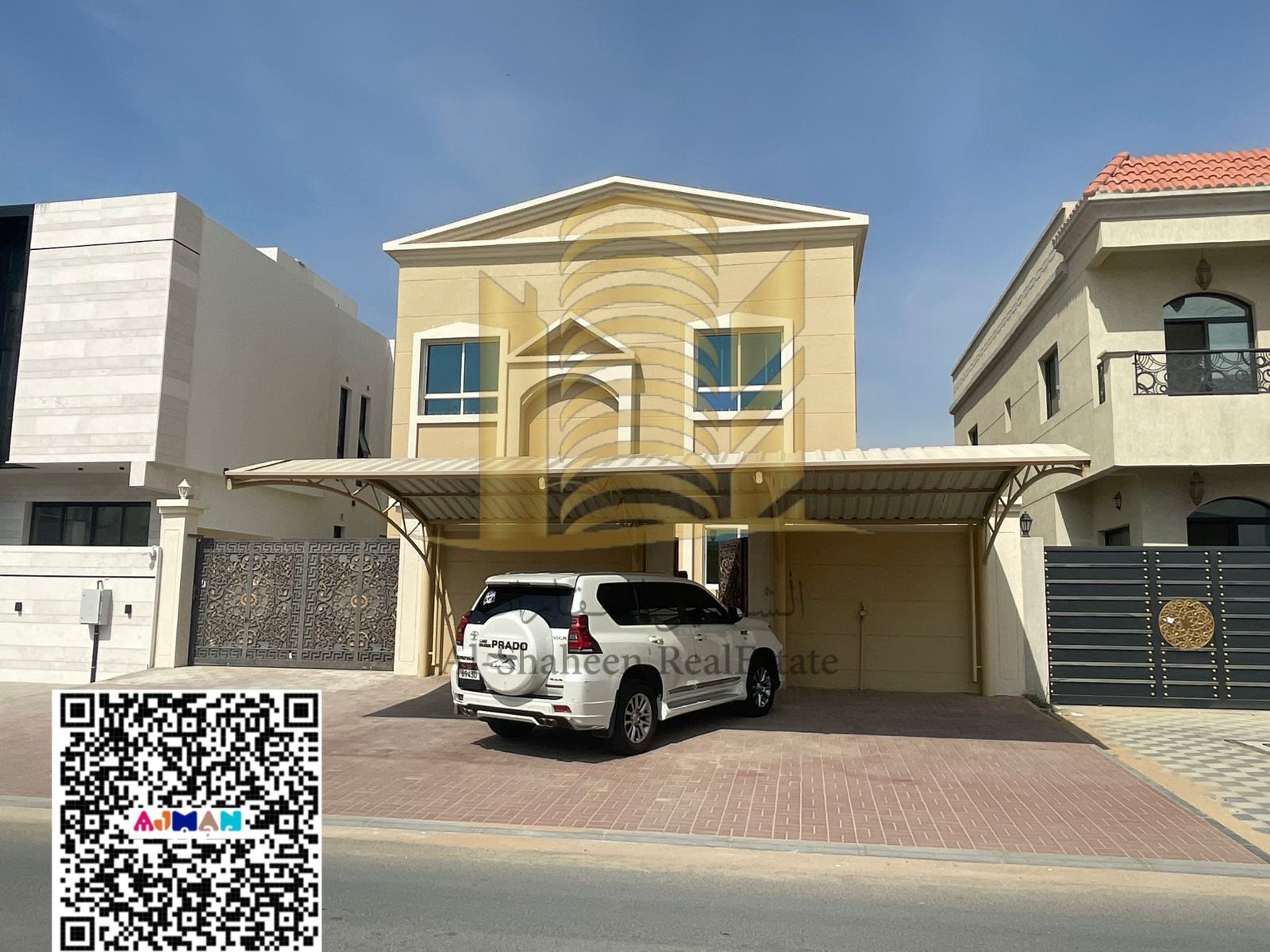 Two-story villa for rent in Ajman Al Yasmin area - behind the park Large paved road 5 master bedrooms + kitchen + living room Majlis with washrooms +