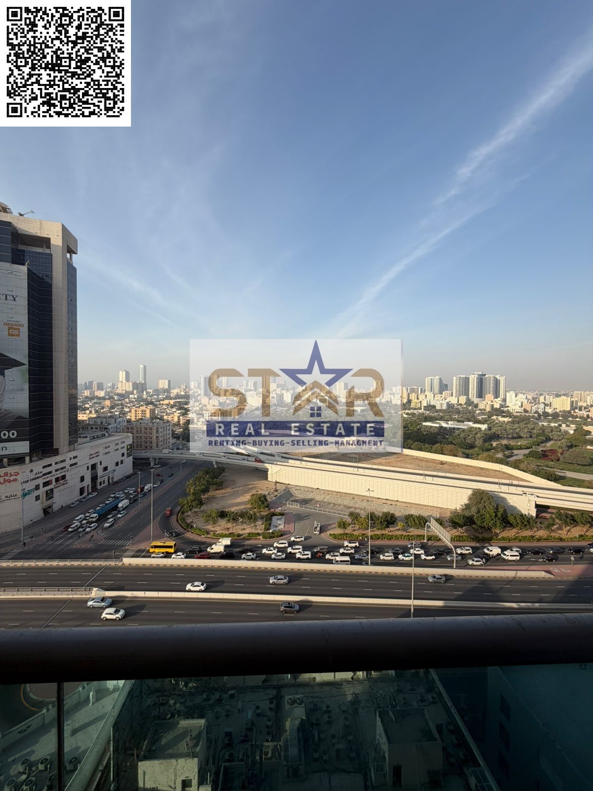 City Towers, directly on Sheikh Khalifa Street, close to Al Safir Mall