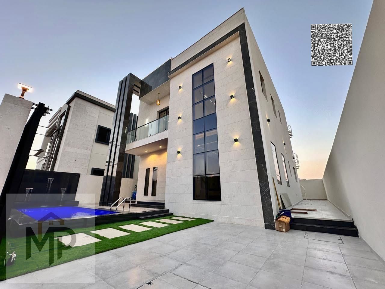 Villa with swimming pool for sale in Al Bahia area - Ajman, excellent location, including registration fees, freehold, area of 3014 square feet