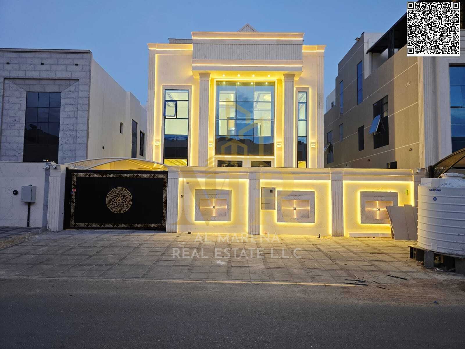 A villa with a price including electricity, water and air conditioning on the main street, ready to move in, in the most prestigious areas of Ajman. F