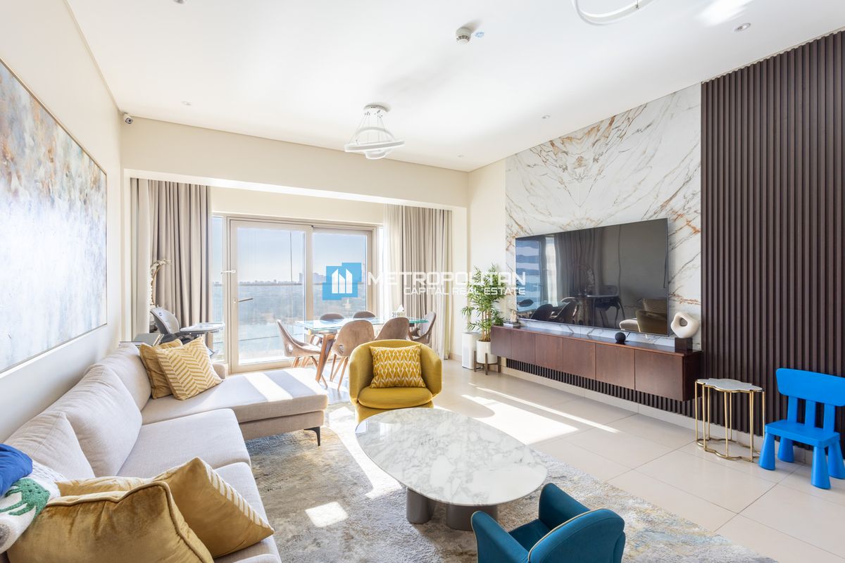 Fully Furnished|3BR+Maids|High Floor|Sea View
