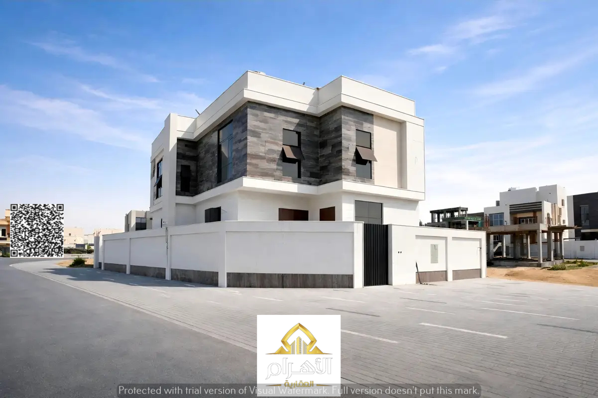 Corner villa for sale in Al Zahia – Ajman | Modern design and luxurious stone