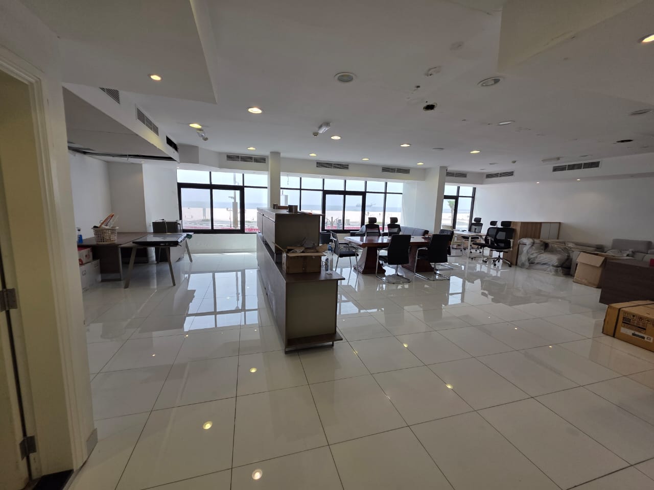 Commercial Office for Annual Rent in Ajman Corniche | Private Entrance | First Row Sea View | Very Large Area | Excellent Finishing | Direct Corniche