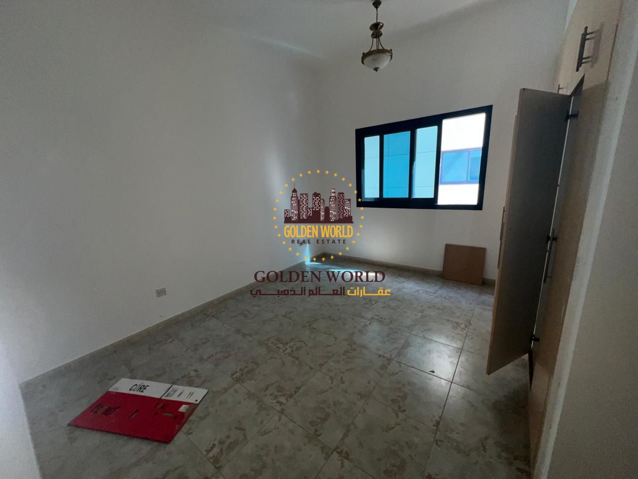 For rent in Al Majaz 3, 2BR + living room, no balcony, side view, laundry room, built-in wardrobes, 2 baths. Annual rent 48K AED.