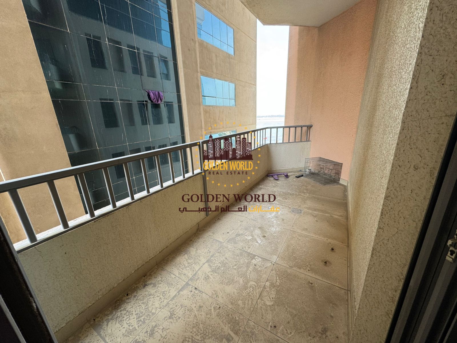3-bedroom apartment in Al Taawun with balcony, master room, store room, 3 baths, wall cabinets, near Dubai exit and services. Rent AED 69,000.