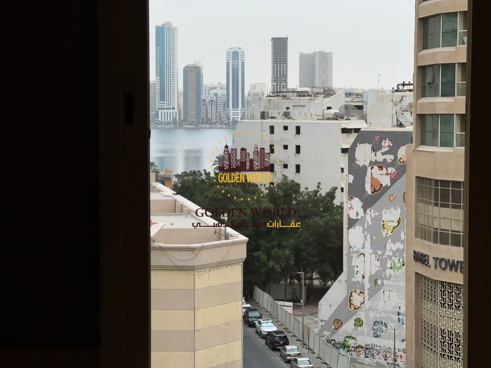 For rent in Al Khan, 2BR + hall with balcony and sea view. Parking 1,000 AED. Annual rent 47K AED.
