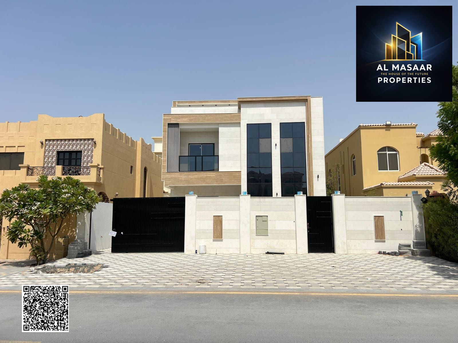 Modern villa design, 5000 sq m, close to the mosque and main street, price includes air conditioning, negotiable.