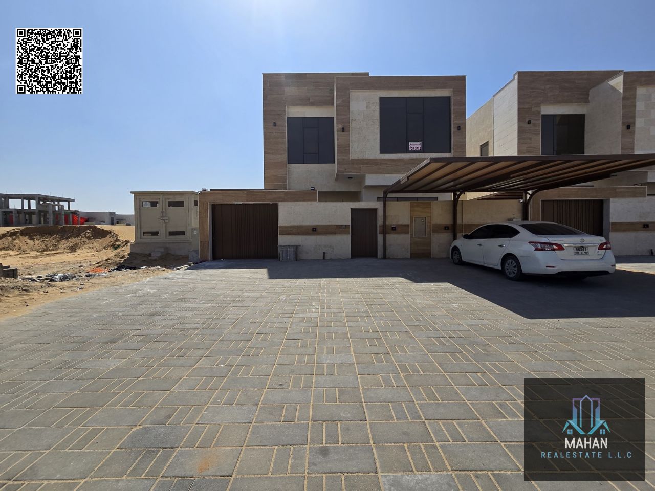 Main Road Modern 5 Master Bedroom Villa Including Registration, Electricity, Water & A/C – Huge Parking Setback (5+ Cars) – Premium Stone Finish – Al Zahya, Ajman