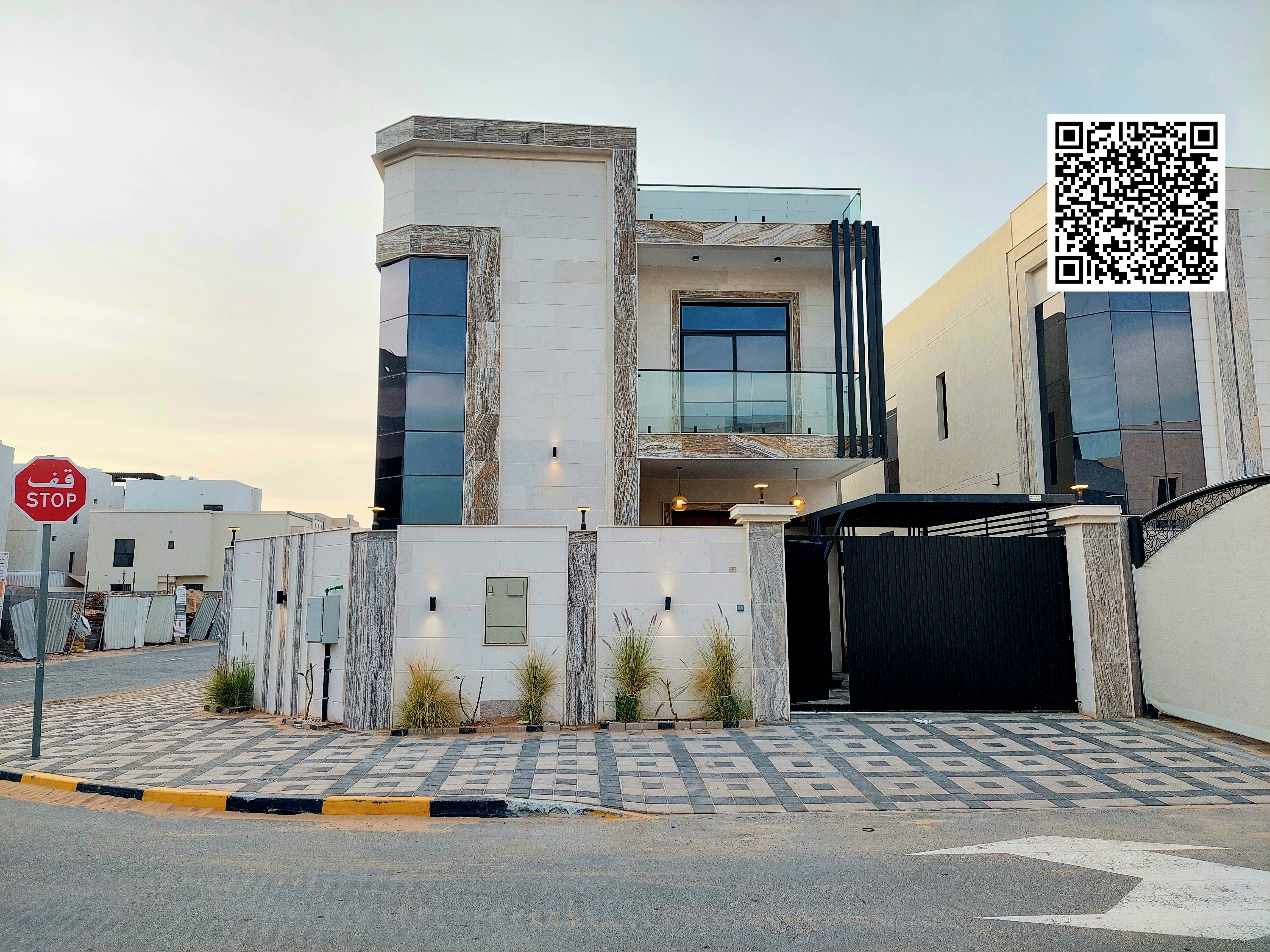 Brand new villa for rent, first occupancy. Price negotiable. Corner villa on two streets in Al Zahia area.