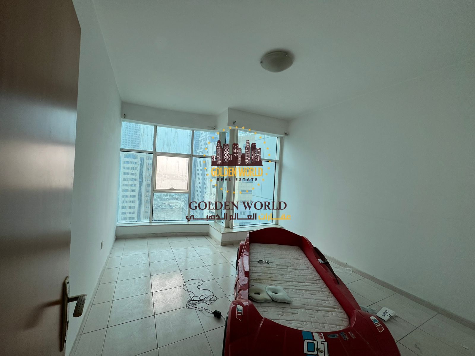 For rent in Al Khan, 2BR + hall with balcony, 2 baths, full open panoramic view, parking AED 1,000. Annual rent 47K AED.