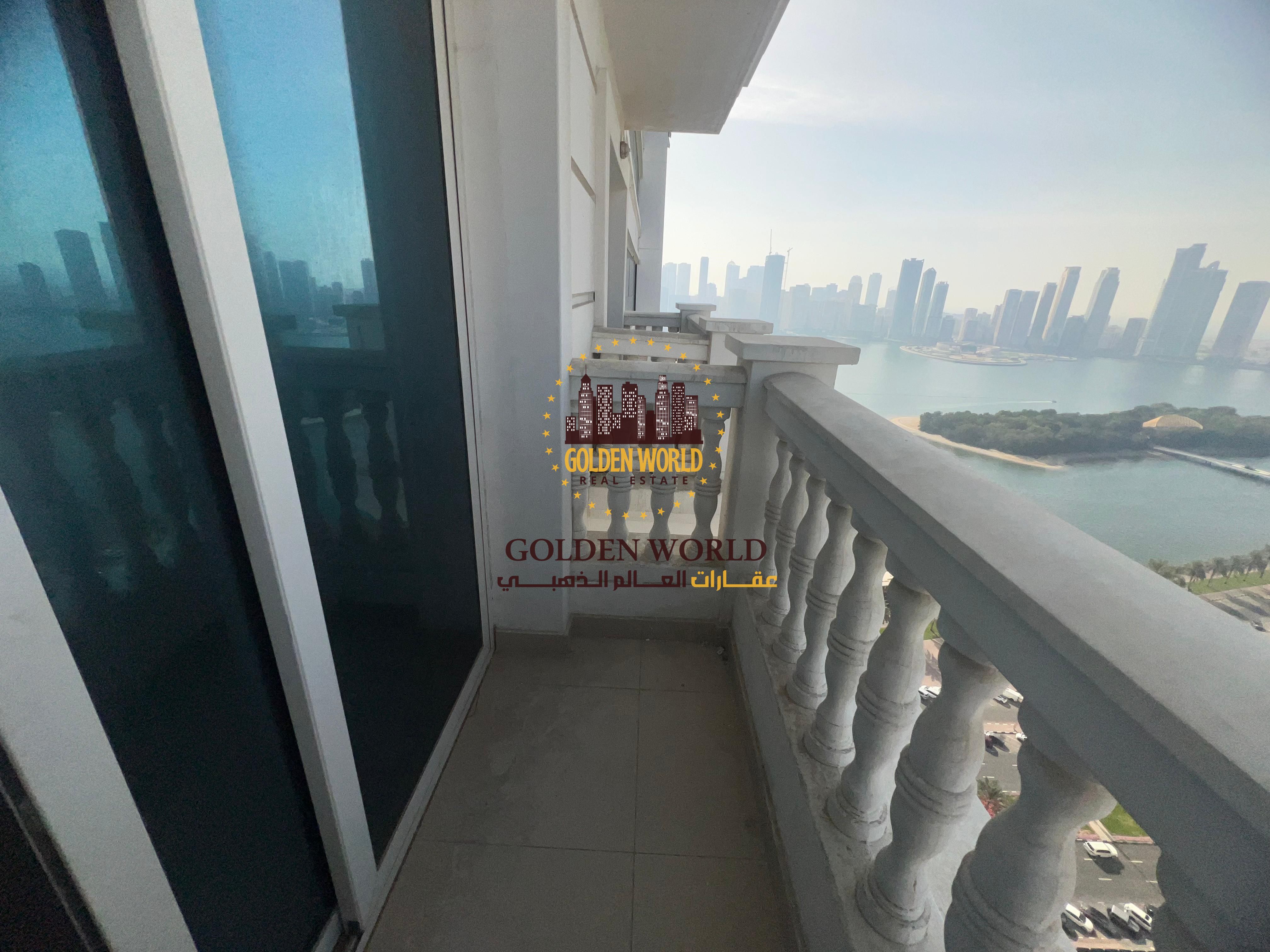 Luxury 2 master bedroom apartment with sea view, balcony, parking, free AC in Al Majaz 1 full facilities tower rent AED 70,000 yearly