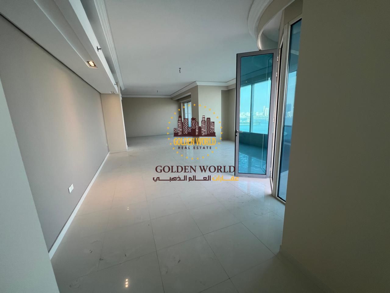 3-bedroom apartment with 2 living rooms in Al Majaz 3, Sharjah. 4 bathrooms, 2 balconies, maid’s master room, huge kitchen, full sea view, free AC, pa