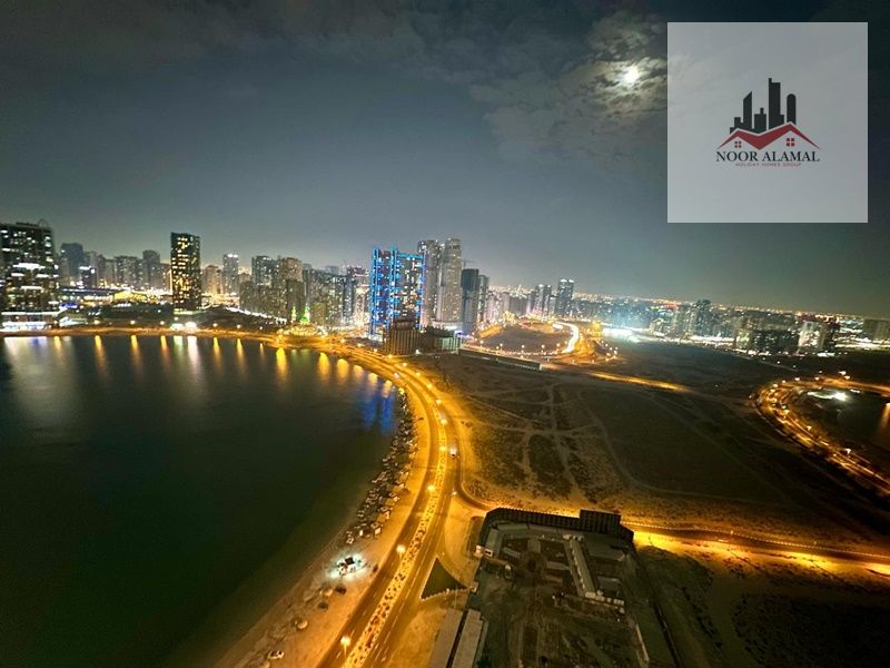 Sharjah, Al Mamzar, one bedroom and living room, first occupancy, fully furnished with super deluxe hotel-style furniture.
