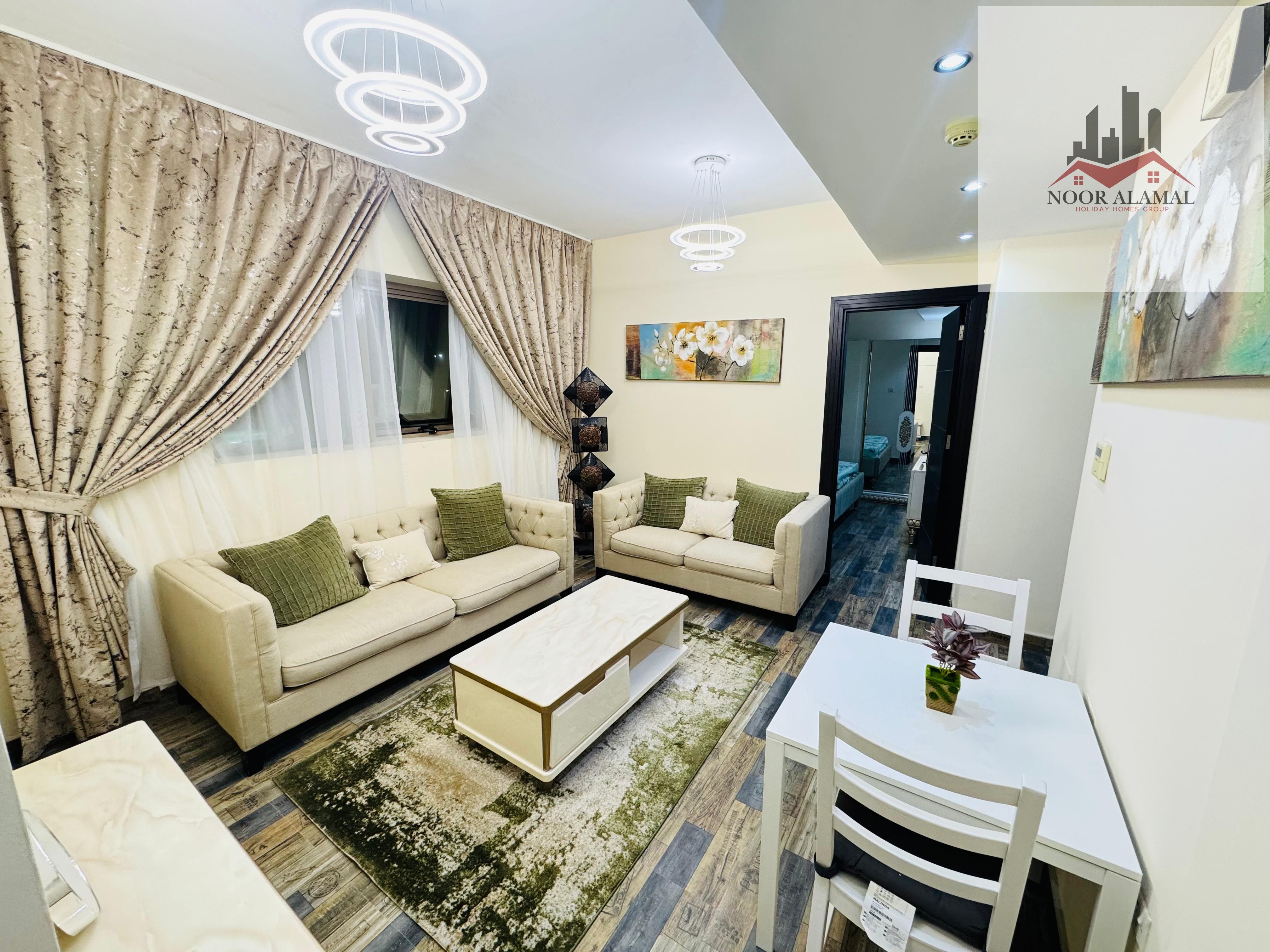 Sharjah, Al Nabaa Second occupancy: One bedroom, living room, kitchen, and two bathrooms. Price: 3500 AED including internet.