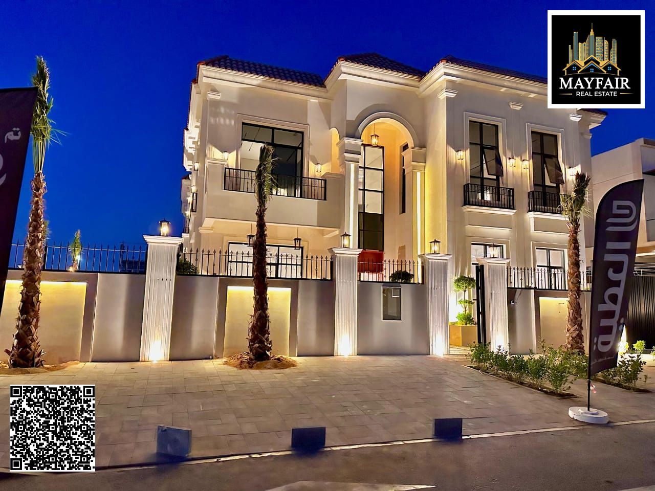 Luxury villa with private pool, corner lot on two streets, right next to the park in Al Yasmin