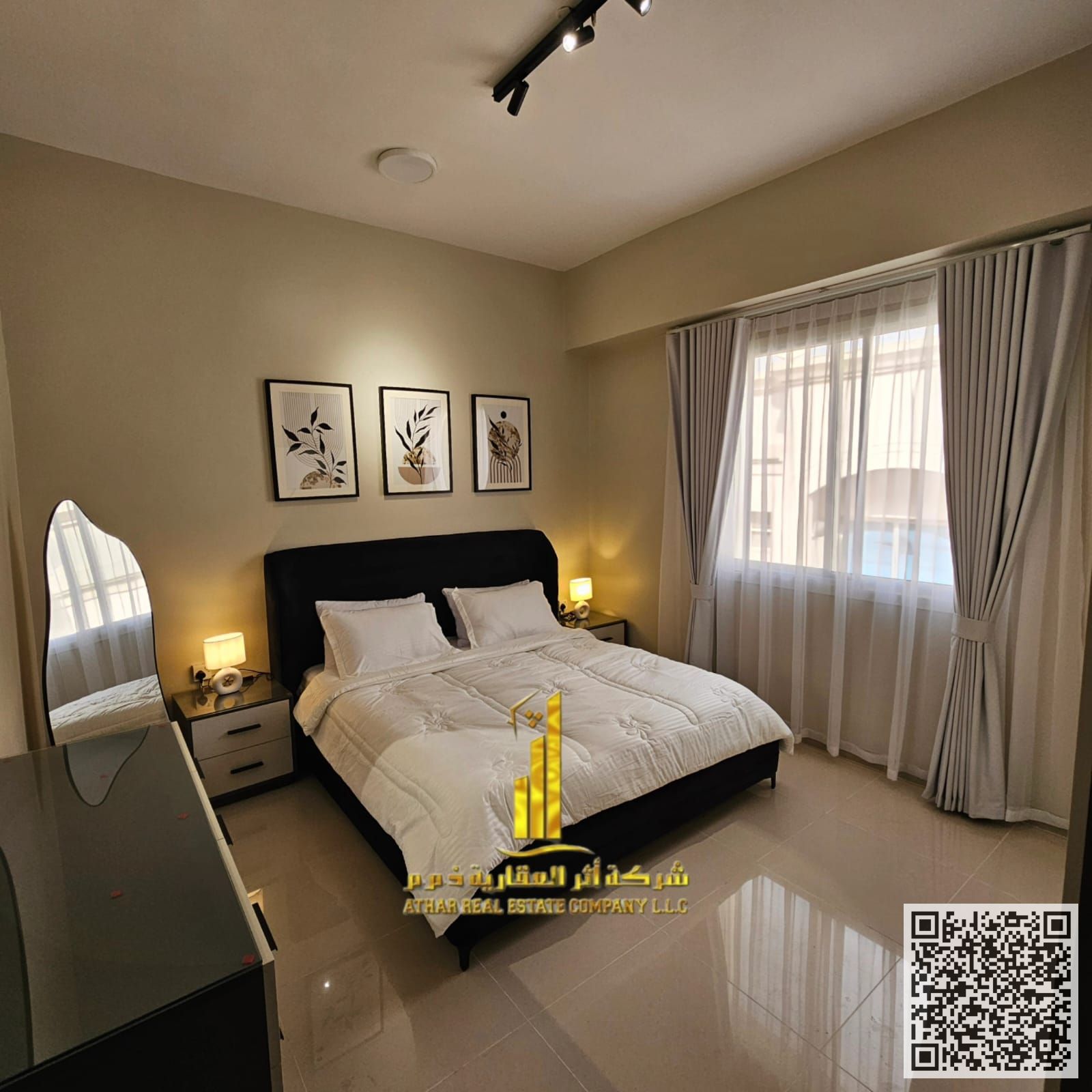 Luxurious furnished one-bedroom apartment with brand new furniture for monthly rent in Ajman - Al Jurf 2 - next to Al Aqsa School