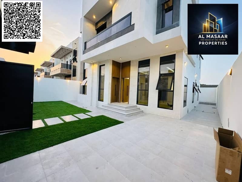 Villa for sale in Al Zahia with a modern design, spacious garden, and price including registration fees.