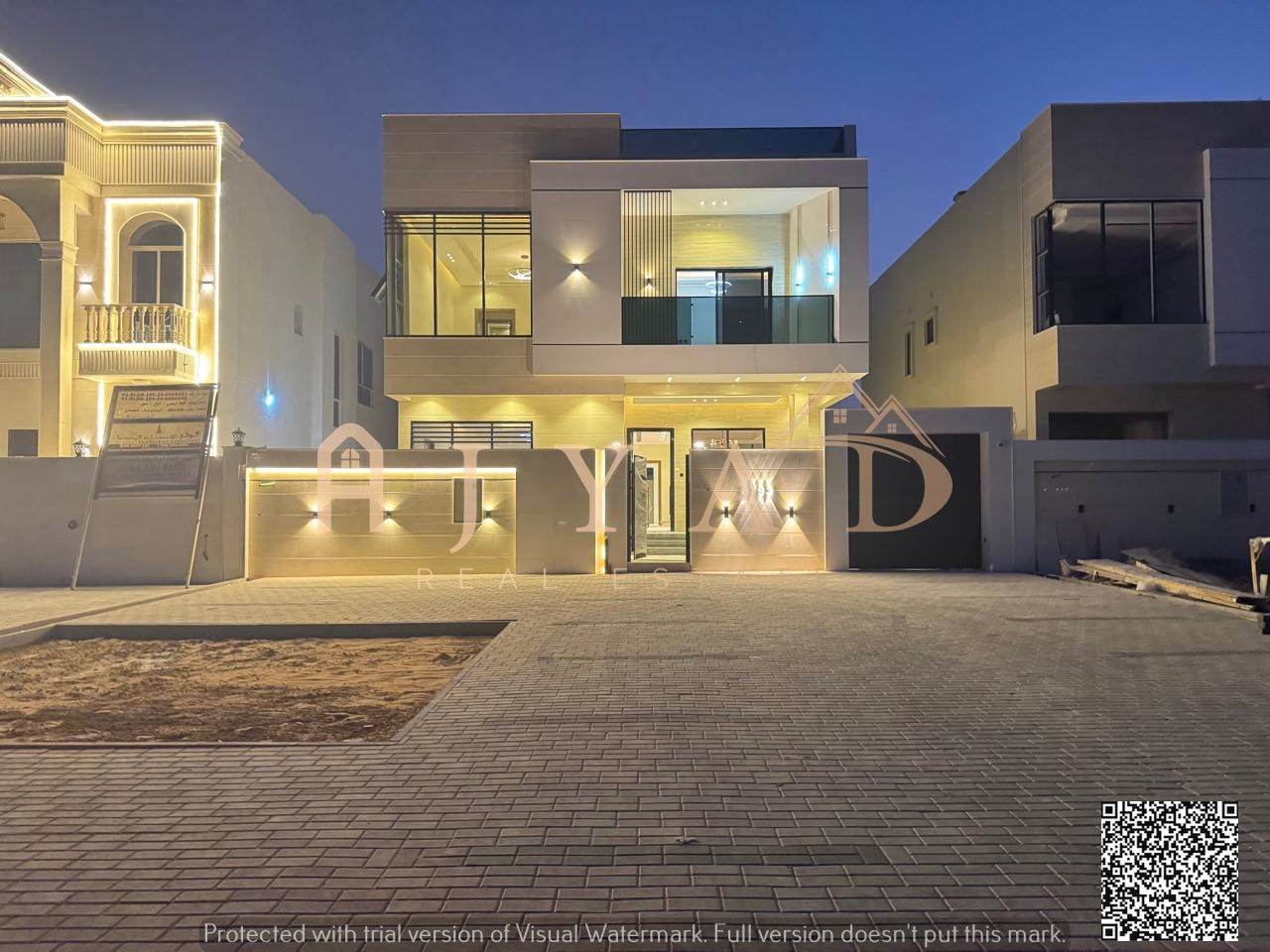 Villa for sale in Al Zahia, two floors plus a rooftop, modern design with ample outdoor parking.