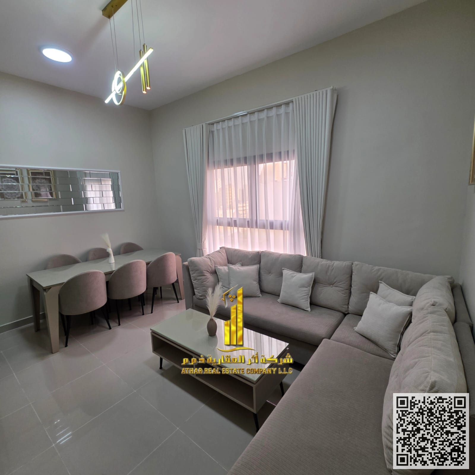 Luxury apartment Two bedrooms and a living room, fully furnished with VIP furniture, available for monthly rent on Ajman Corniche. Includes bills