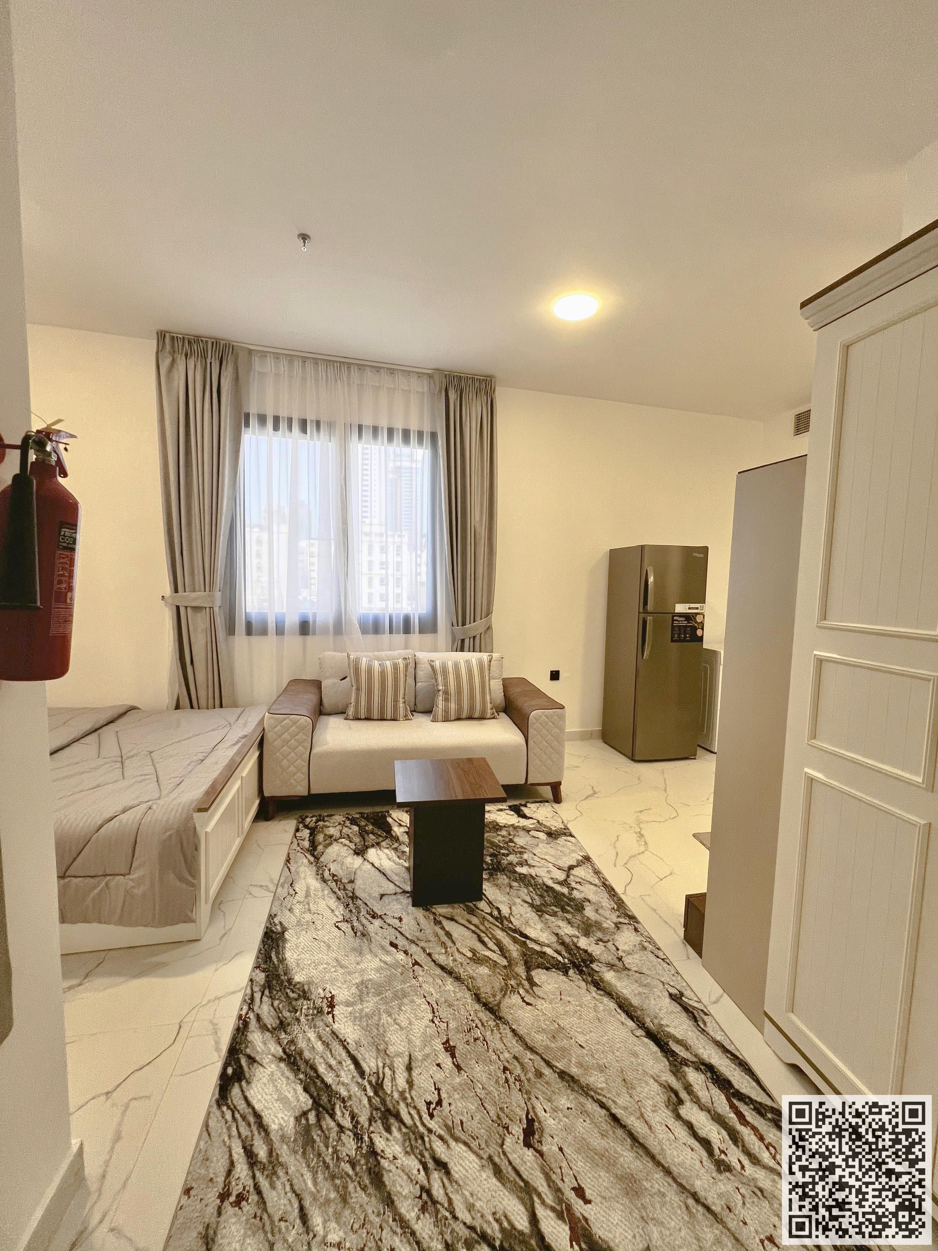 A golden opportunity! Luxurious, fully furnished studio apartment for monthly rent in the Corniche, Al Nakheel area – Ajman