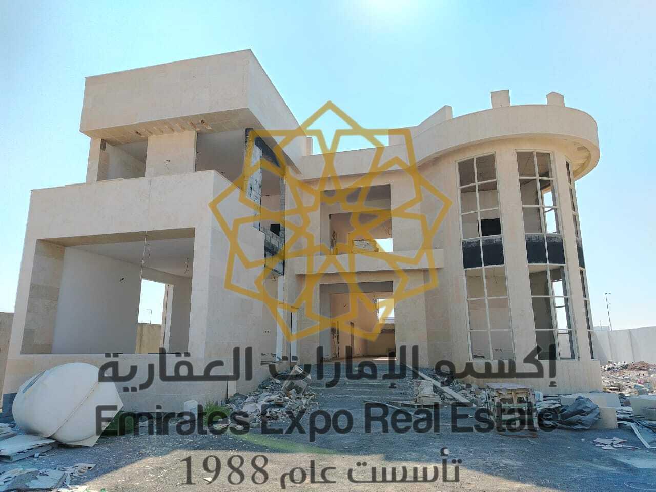 For sale: A brand new, modern villa in Riyadh, south of Al Shamkha, currently under construction and approximately 85% complete. The villa boasts a pr