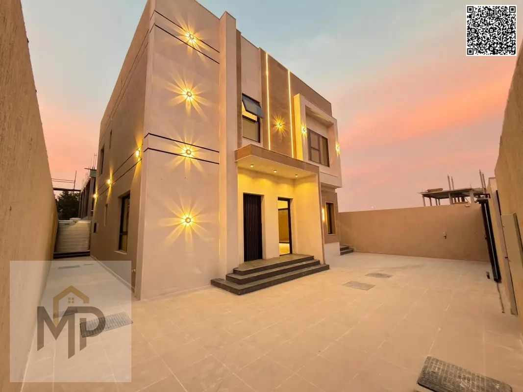 Includes electricity, water, and registration fees. A luxurious villa in Ajman, built and finished to a super deluxe standard with a large footprint a