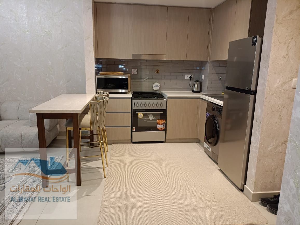 A furnished one-bedroom apartment with hotel-style furnishings, a swimming pool, gym, and free parking is now available for monthly rent in Maryam Isl